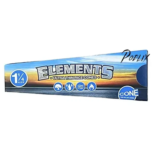 Podlix - Elements Rolling Paper Cones 1 1/4 Rice (6 cones per pack)